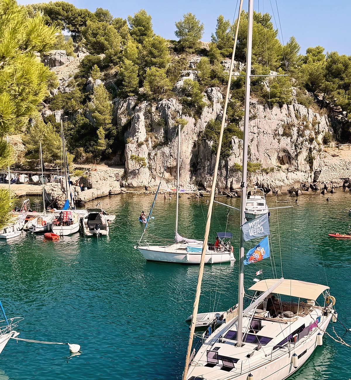 Sailing boats moored in the calanque of Port-Miou near Cassis
