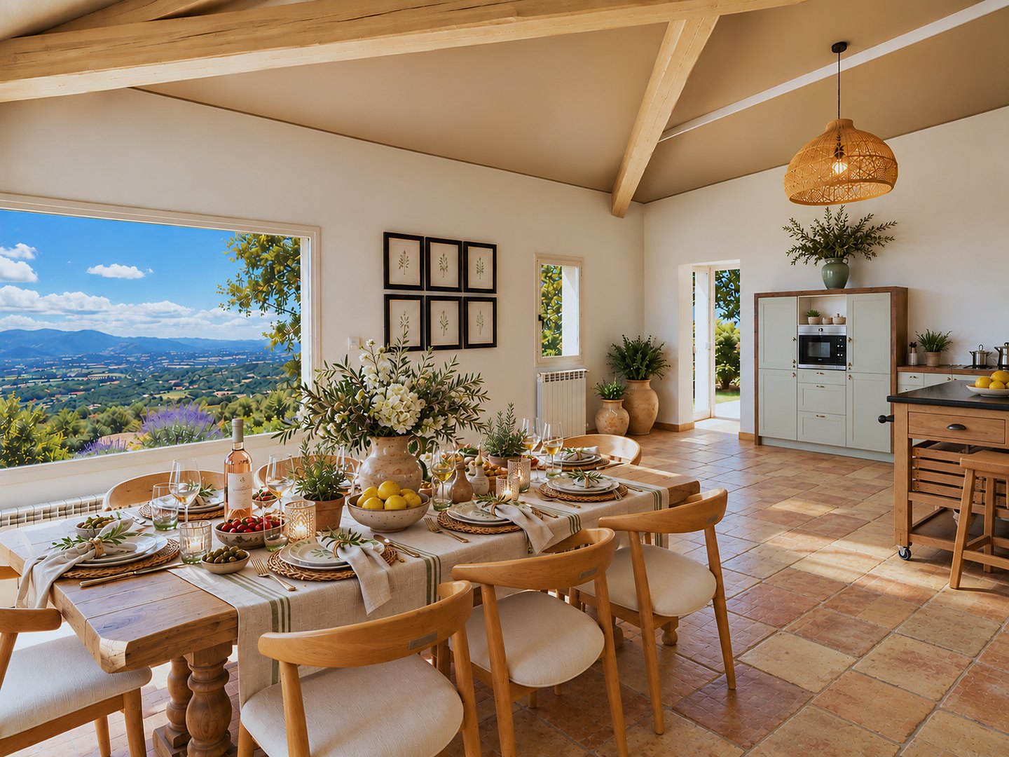 Fully equipped kitchen and dining area at Villa Bonnieux